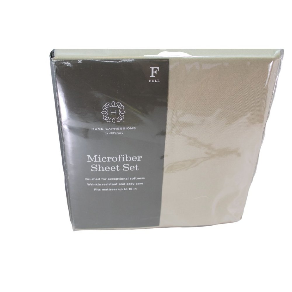 Full Sheet Set Microfiber Tan Home Expressions JC Penney